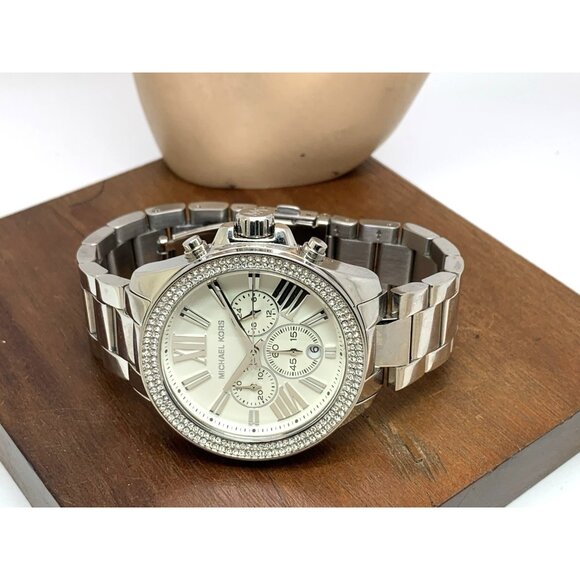 Michael Kors Women's Watch MK7429 Quartz Chronograph Silver Stainless Steel 42mm - Picture 9 of 15